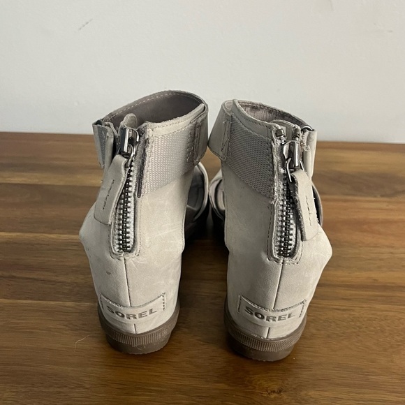 SOREL Joanie Leather Wedge Sandals in dove size 8.5 grey - Picture 5 of 9